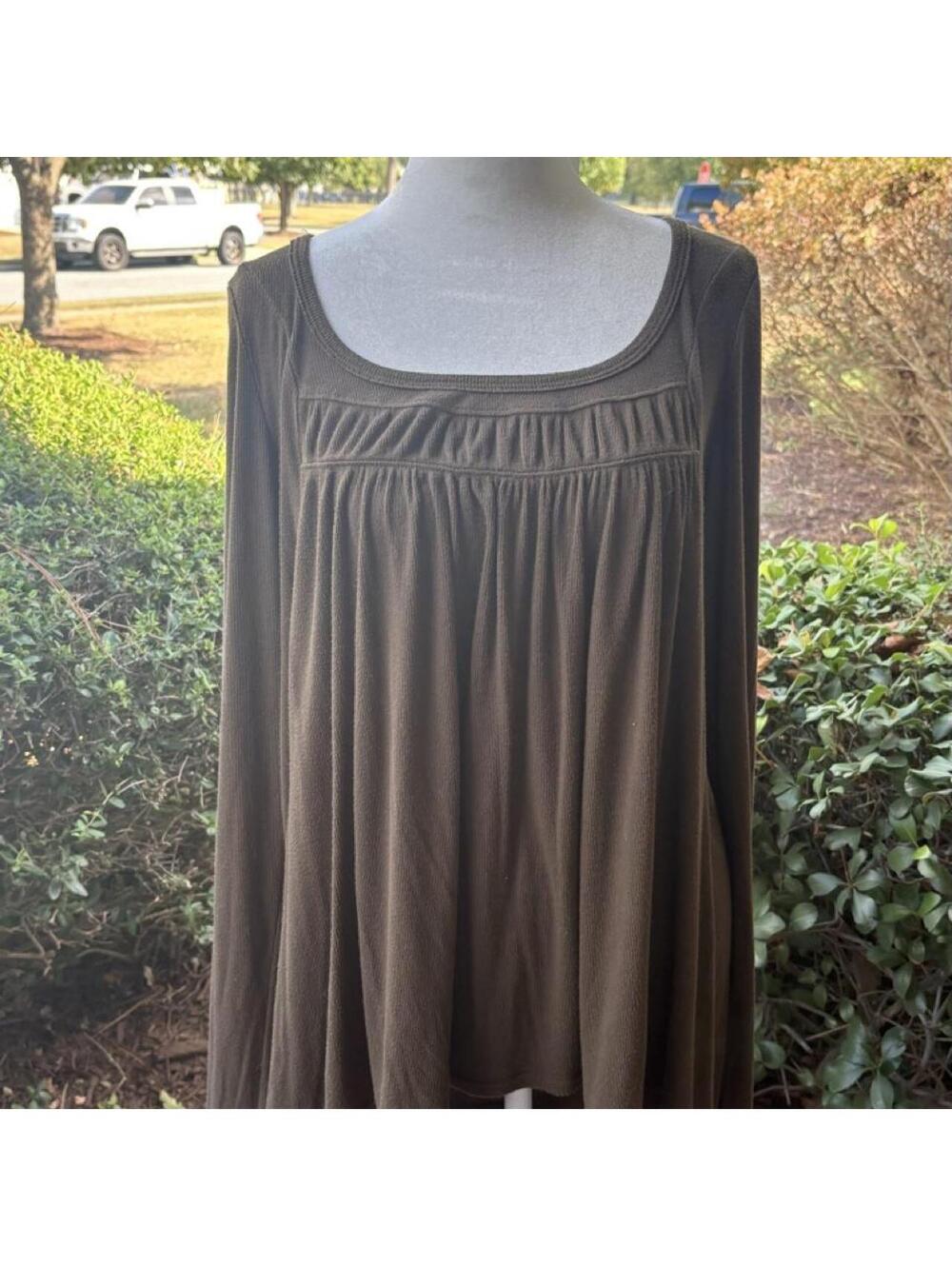 Free People Women's Brown and Green Blous